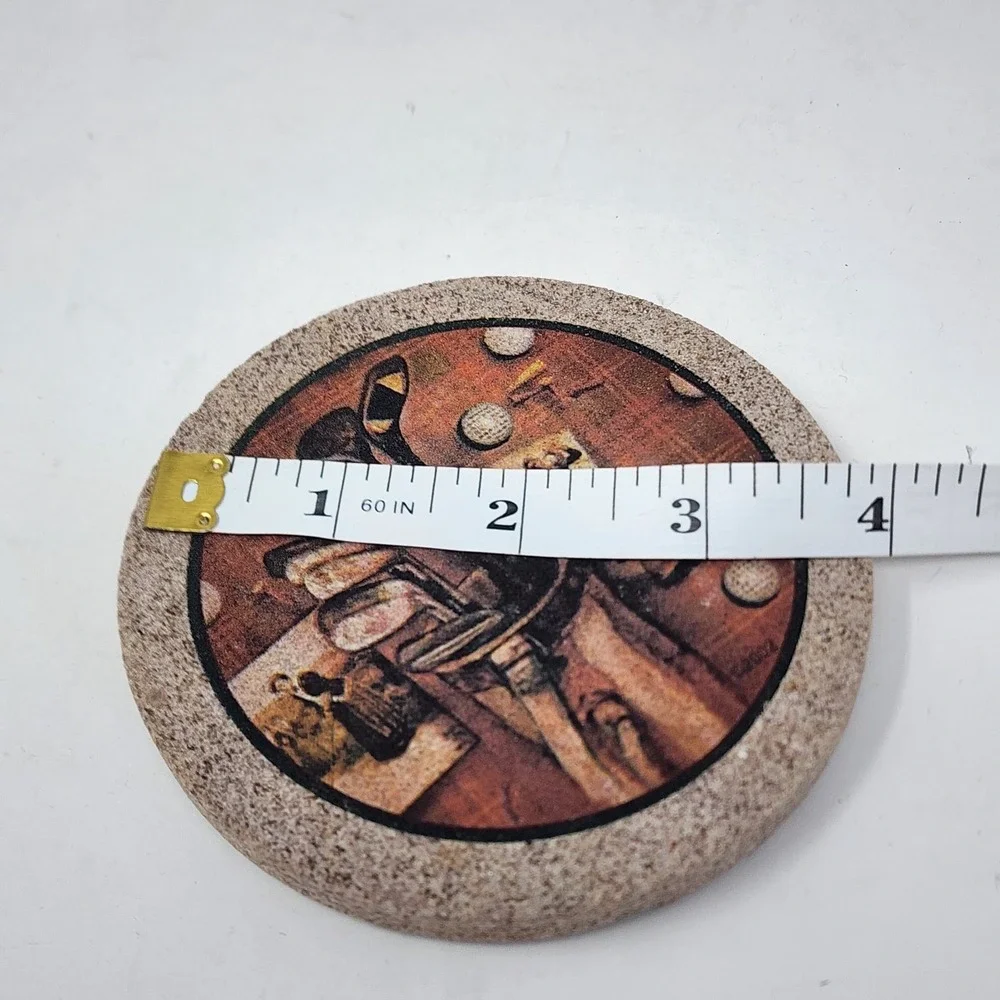 Thirstystone Natural Solid Sandstone Drink Coasters Golf Cork Backs Set of 4